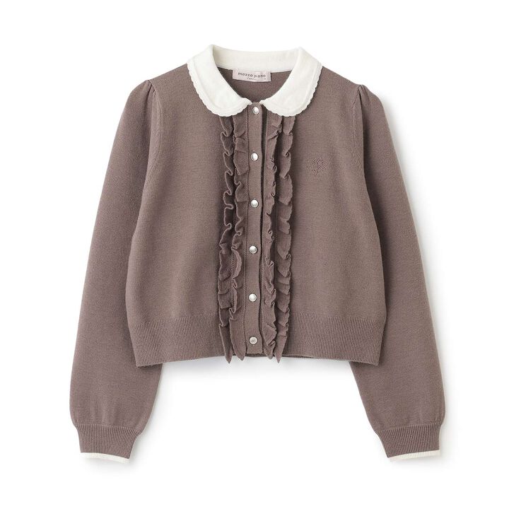 Frill Collar Cardigan,Mocha tea, medium image number 0