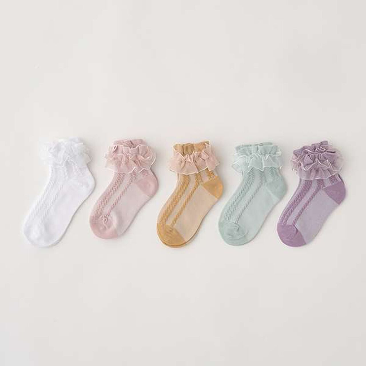 Frill Lace Socks,White, large image number 1