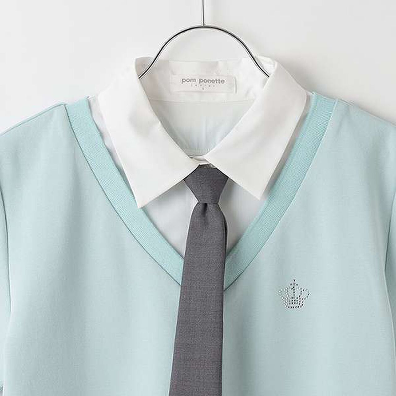 Layered Top with Tie,White, large image number 8