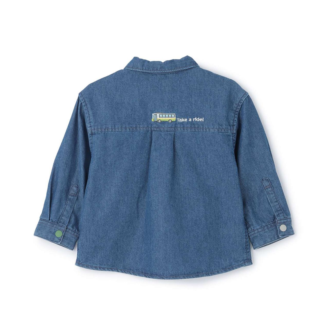 Embroidered Long-Sleeve Shirt with Work Vehicle Motif,Black, large image number 1