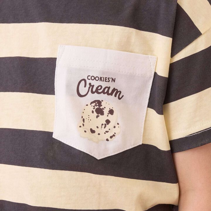 [31 Ice Cream] UV Cool Touch Shape-Retaining Sherbet T Assorted Print Striped T-Shirt,Black, medium image number 16