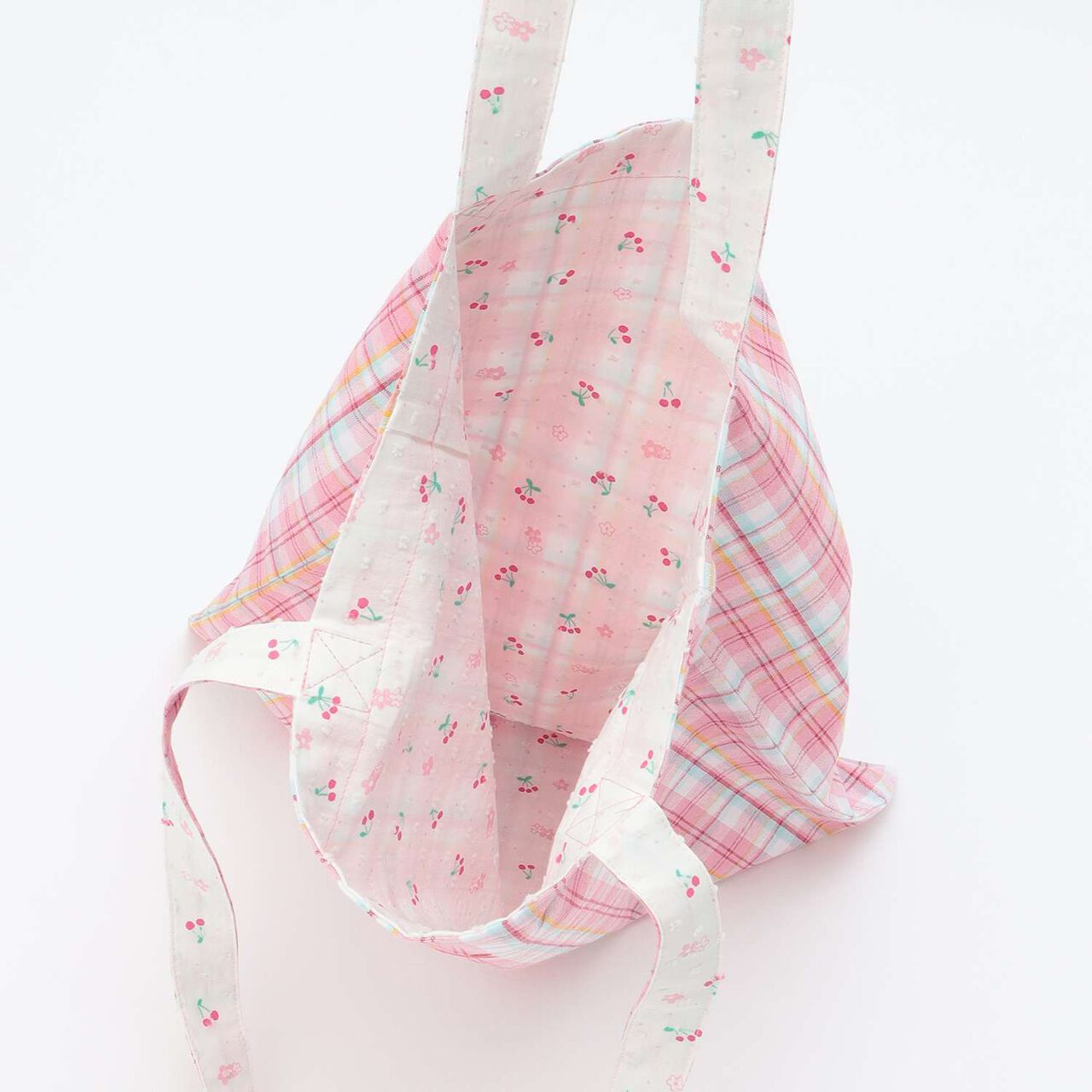 Pre-dyed Checkered Bag,Pink, large image number 3