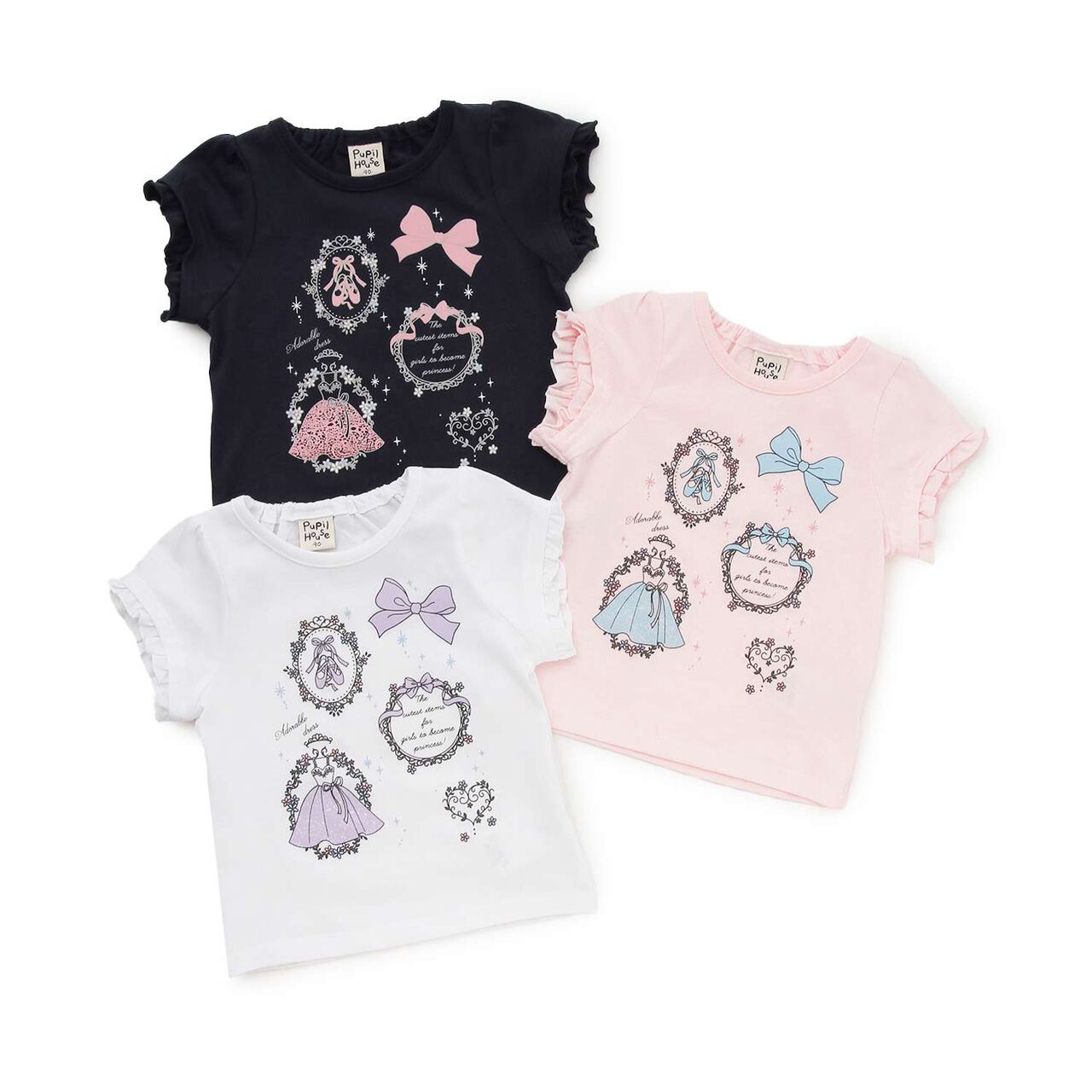 Ballet Motif Sleeve Frill T-Shirt,Light pink, large image number 6