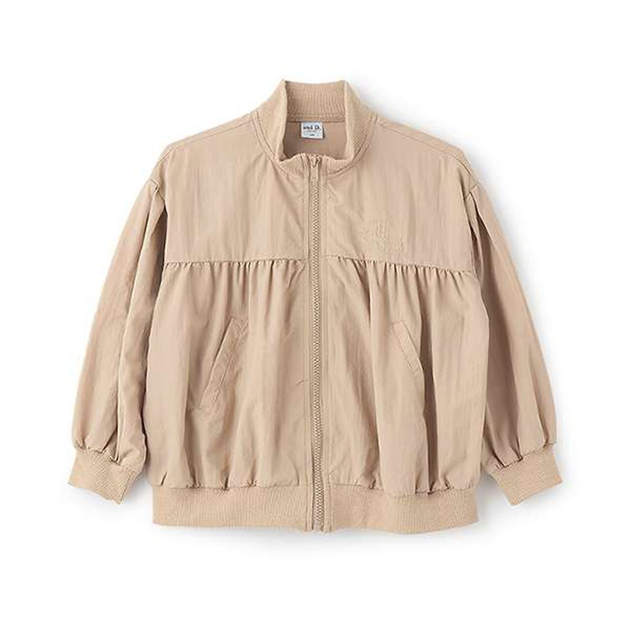Light Gathered Bomber Jacket,Beige, large image number 4