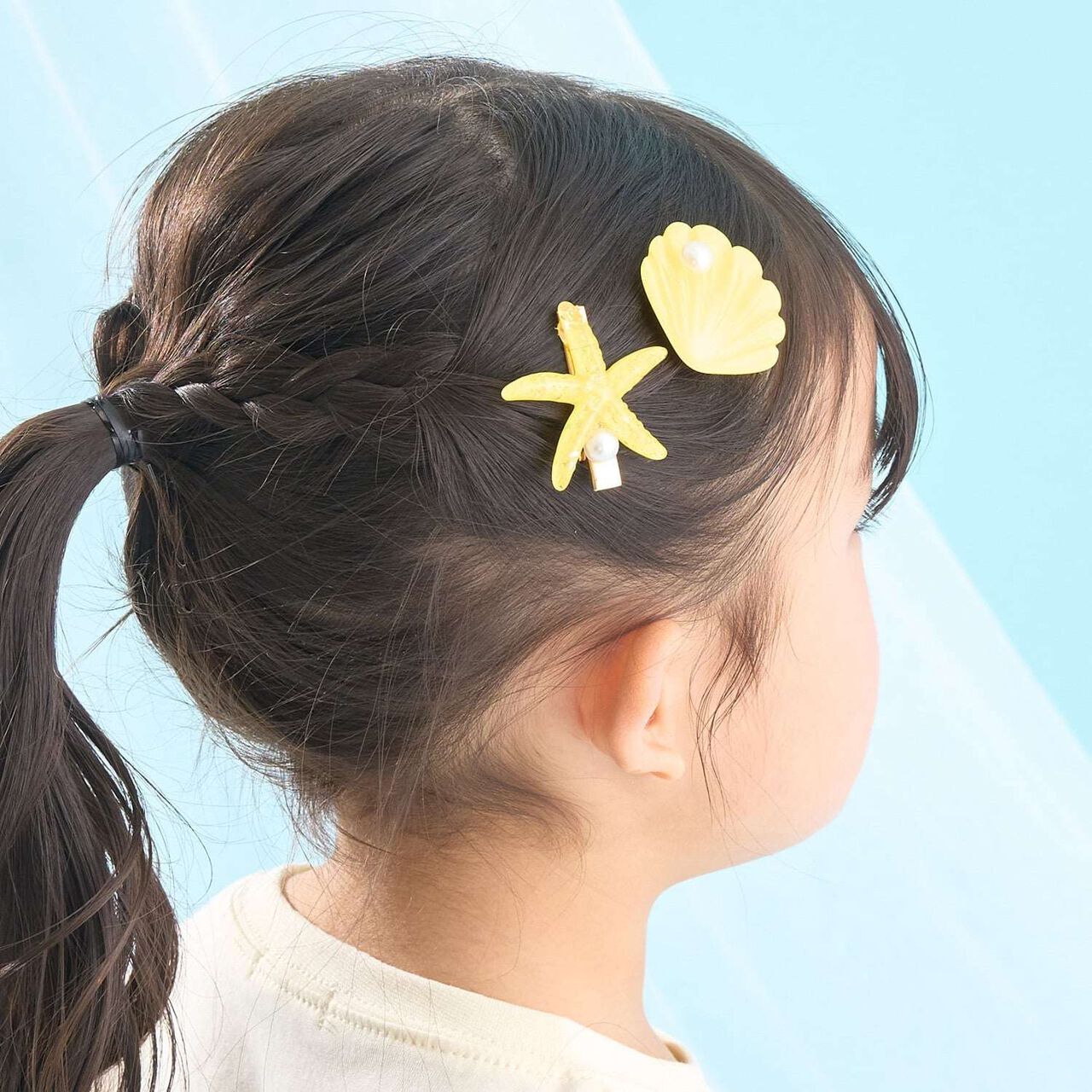 Imitation Pearl Shell Hair Clip Set of 2 [Kids, Girls],Cream, large image number 0
