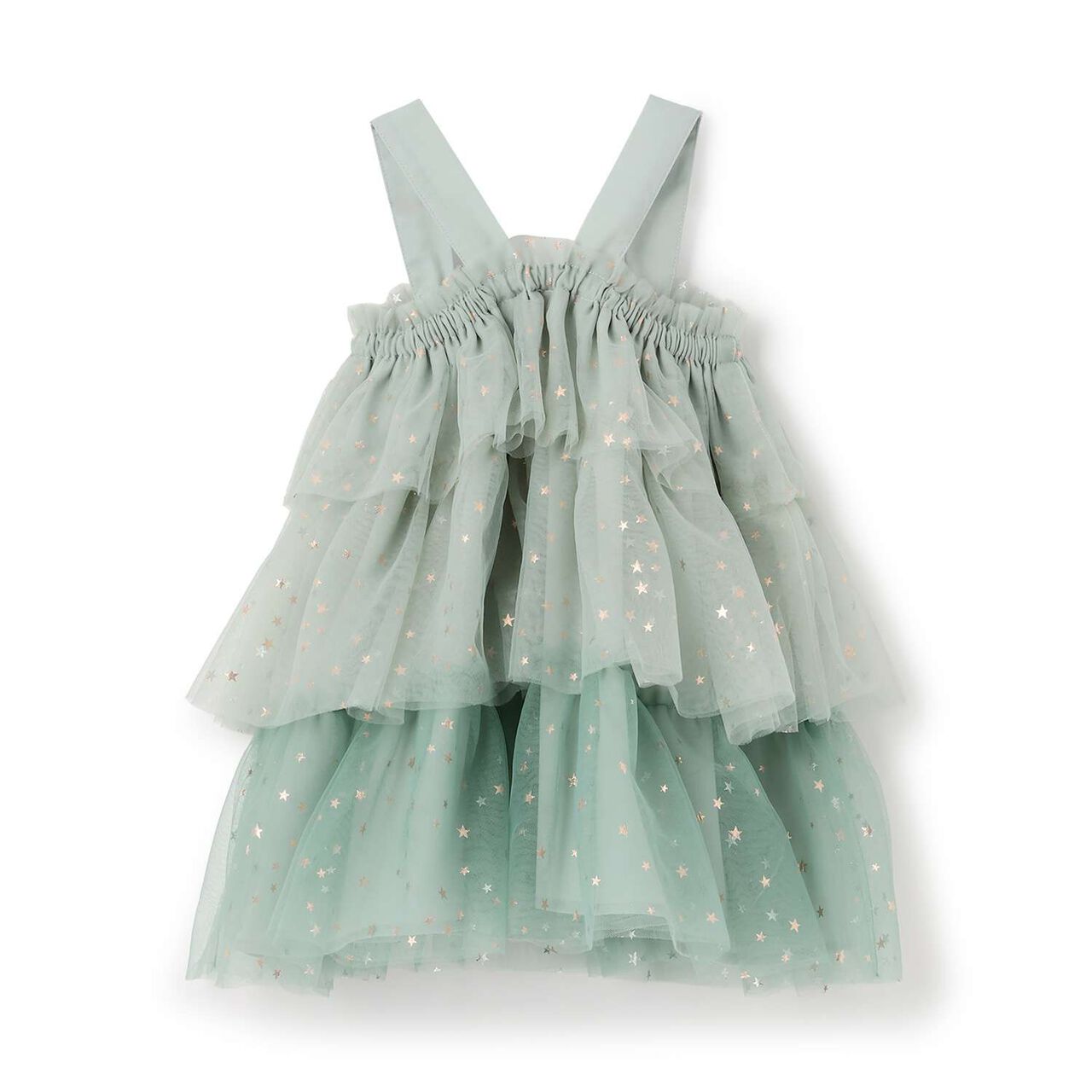 Tulle Frill One-Piece Dress,Blue green, large image number 9