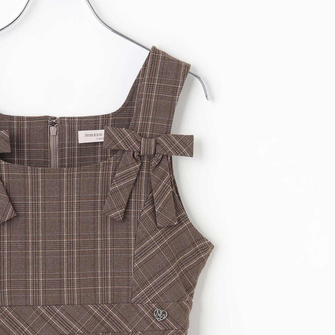 Twin Ribbon Jumper Skirt,Brown, large image number 3