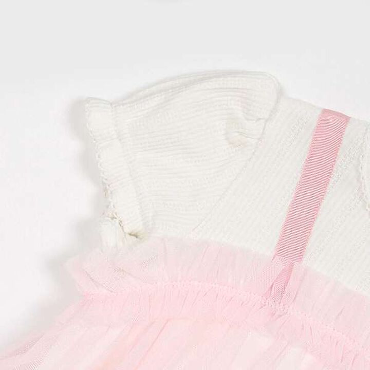 Flower Embroidered Tulle One-Piece Dress,Light pink, medium image number 7