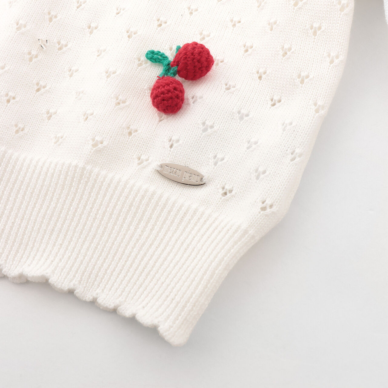 Strawberry & Cherry Motif Cardigan,Off white, large image number 5