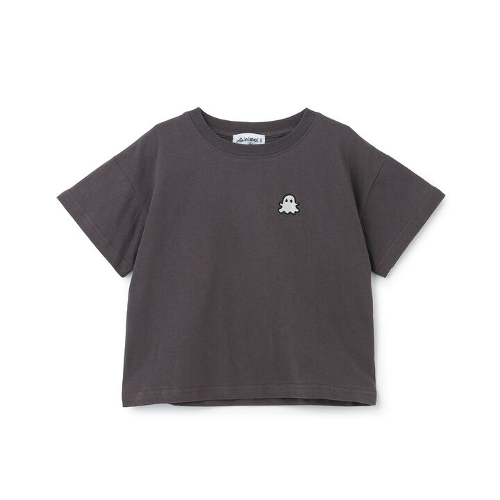 [Cotton 100%] Loose Short Sleeve T-Shirt with Ghost Illustration,Charcoal gray, medium image number 0