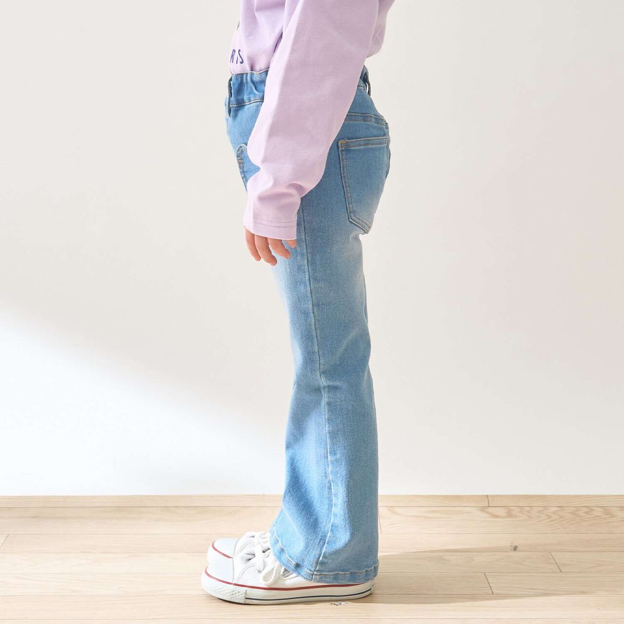 Beautiful Silhouette Stretch Heart Pocket Flare Denim Pants,Blue, large image number 19