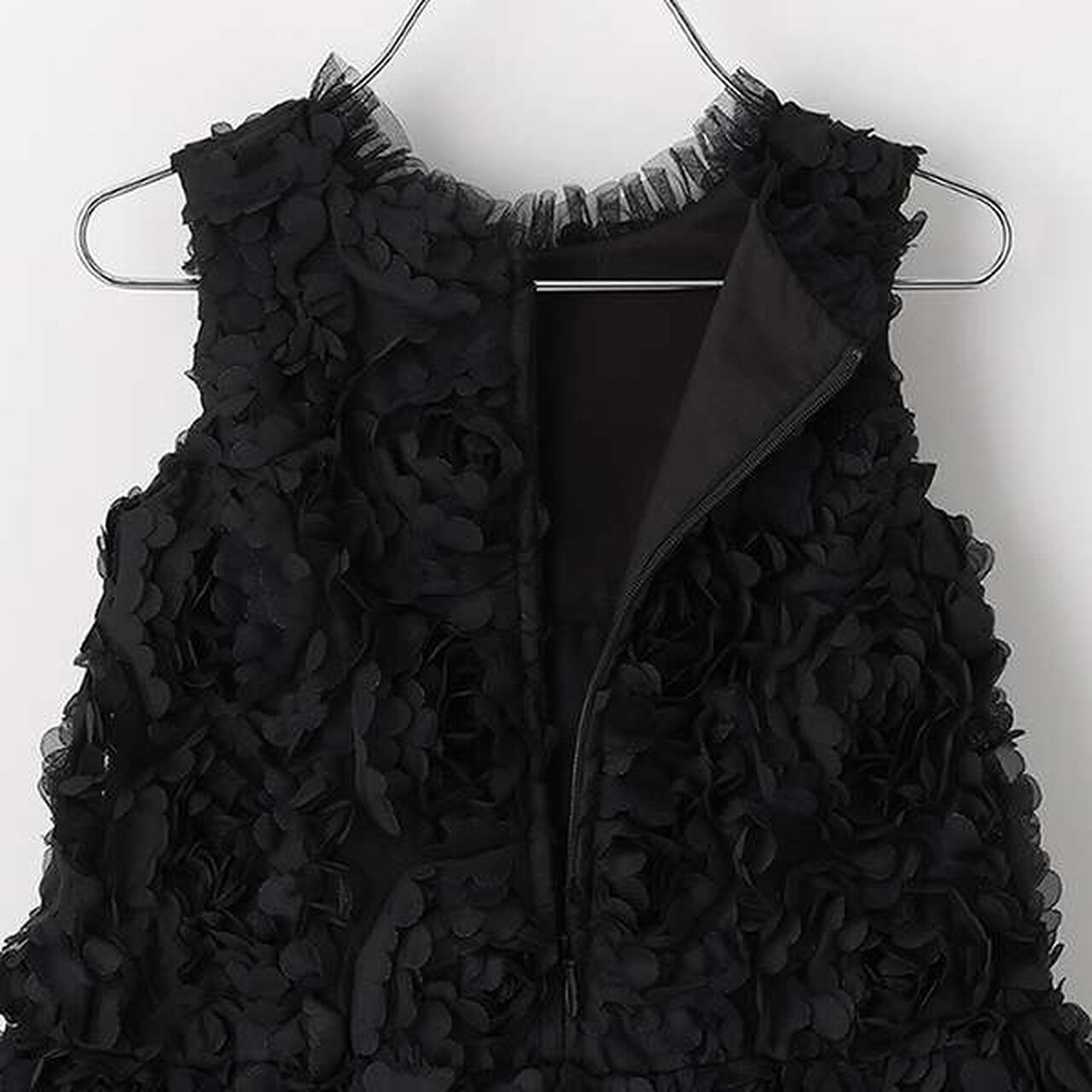 Flower Tape Frill Dress,Off white, large image number 6