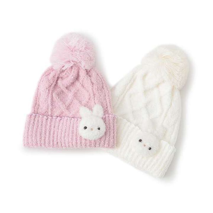 Boa Rabbit Mascot Marshmallow Knit Hat,Light pink, medium image number 5