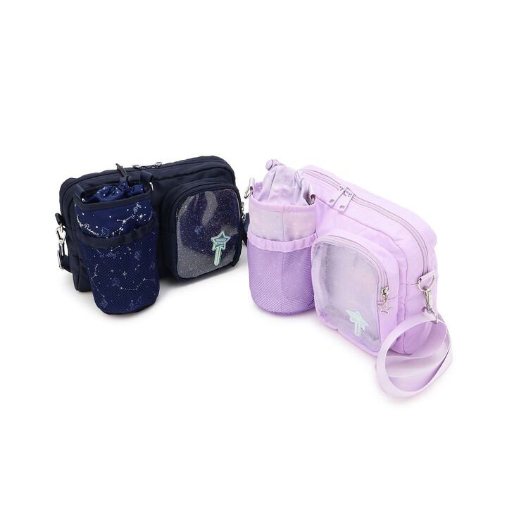 Glow-in-the-Dark Print Shoulder Bag with Bottle Holder,Lavender, medium image number 6