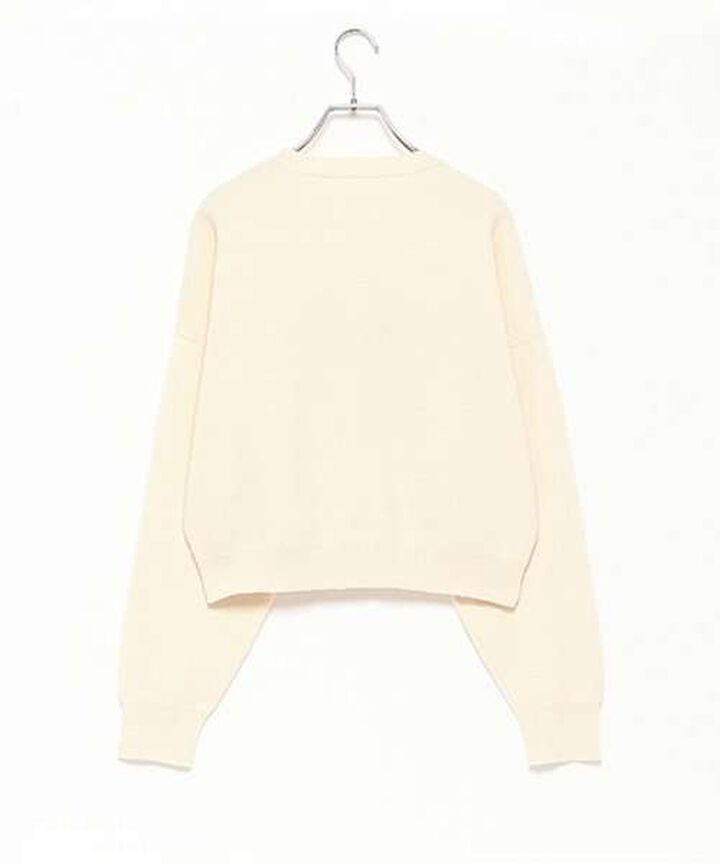 Embroidered Logo Knit Pullover,Ivory, medium image number 3