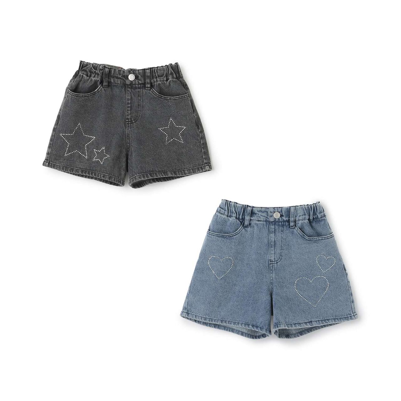 Rhinestone Denim Shorts,Black, large image number 15