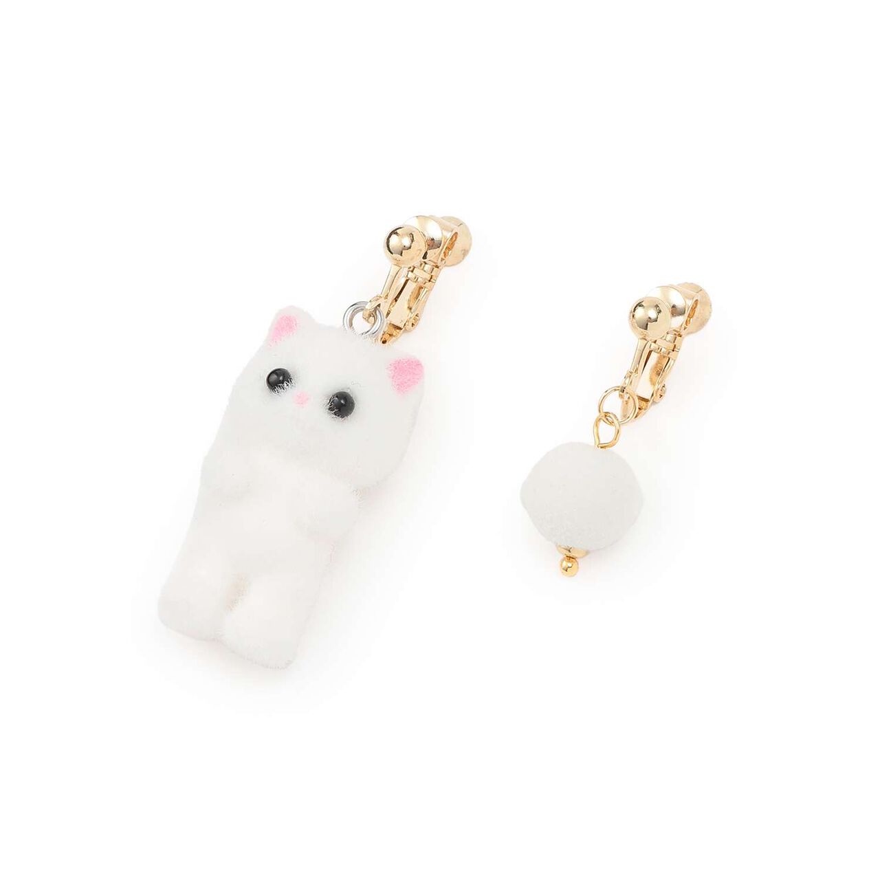 Cat Earrings,White, large image number 0