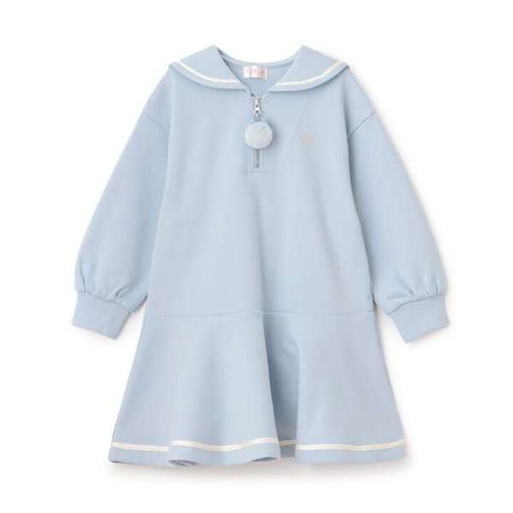 Bear Ear Sailor Cut One-Piece Dress,Sax blue, medium image number 0