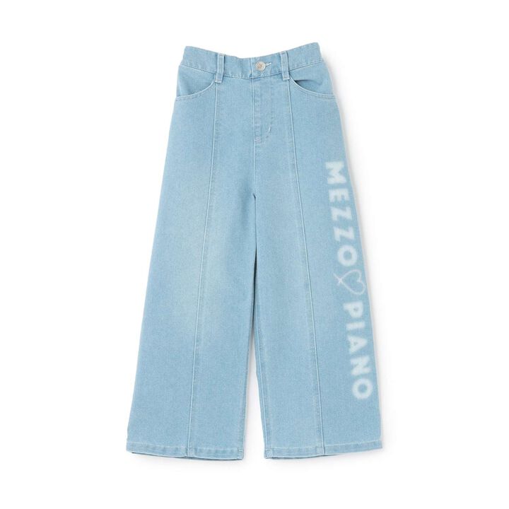 Wide Denim Pants with Logo Print,Gray, medium image number 12
