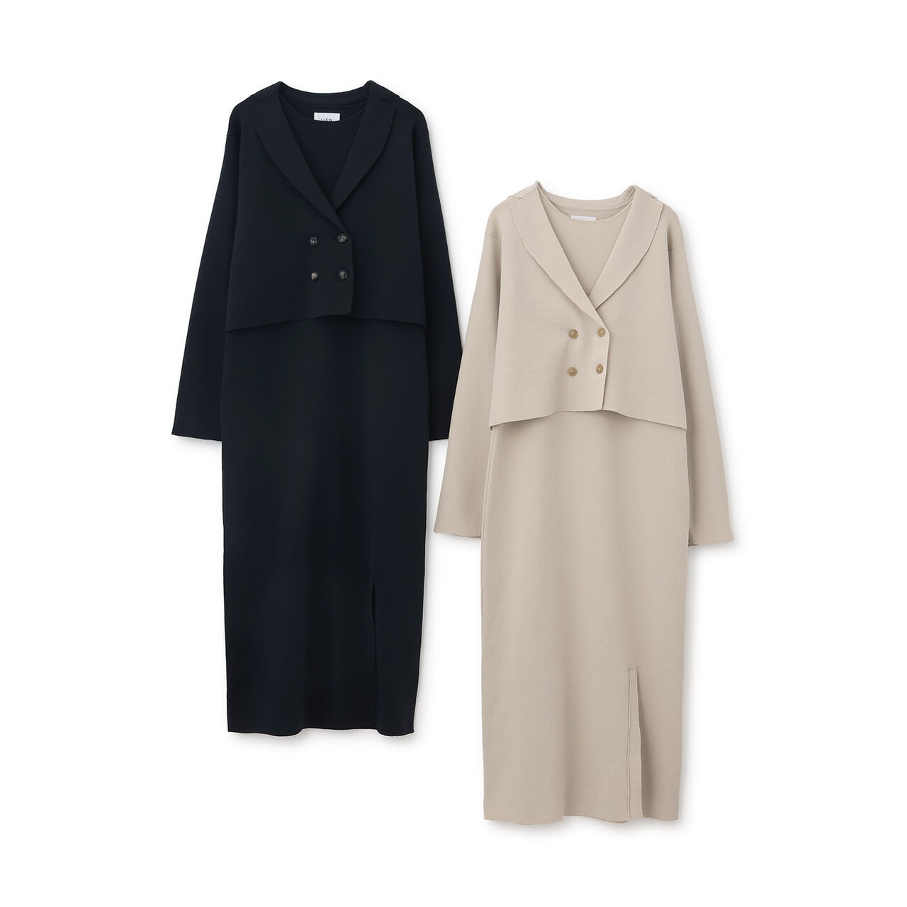 [Formal] Knitwear Jacket and One-Piece Dress Set,Light beige, large image number 21