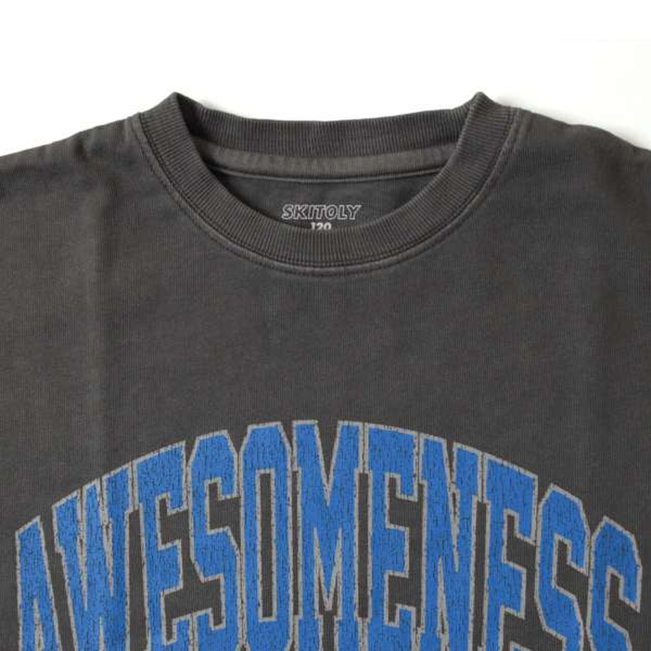 [SKIT0LY] [Heavyweight Jersey] Pigment College Printed T-Shirt,Charcoal gray, large image number 2