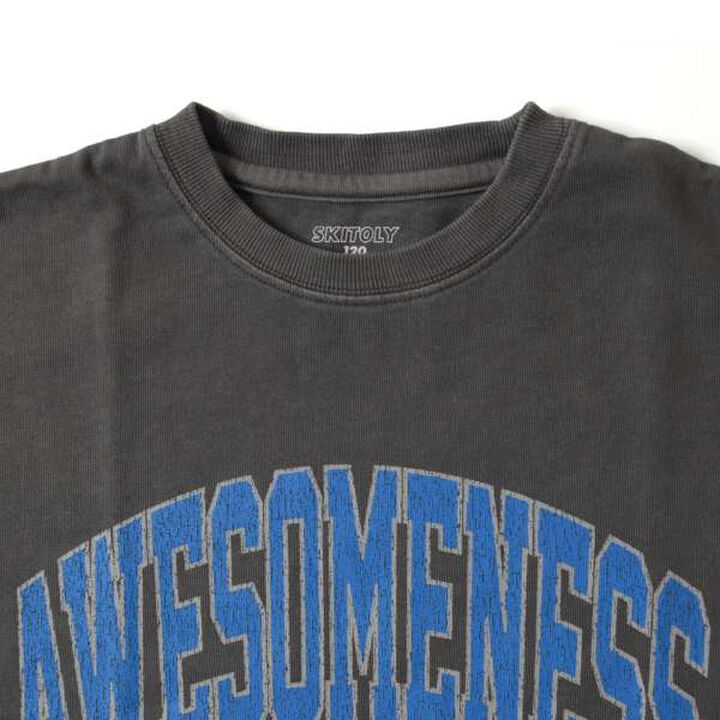 [SKIT0LY] [Heavyweight Jersey] Pigment College Printed T-Shirt,Charcoal gray, medium image number 2