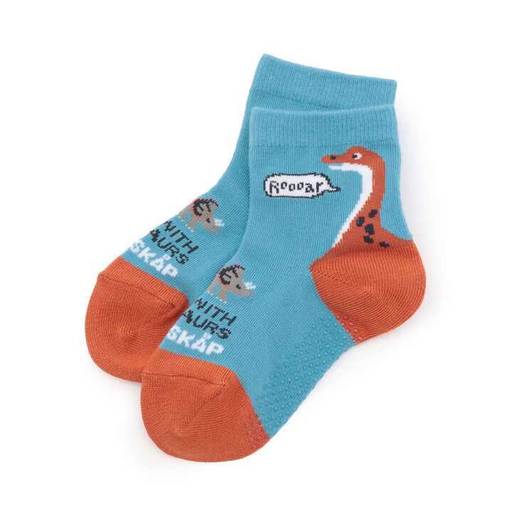 Dinosaur Heel Short Socks,Turquoise, medium image number 0