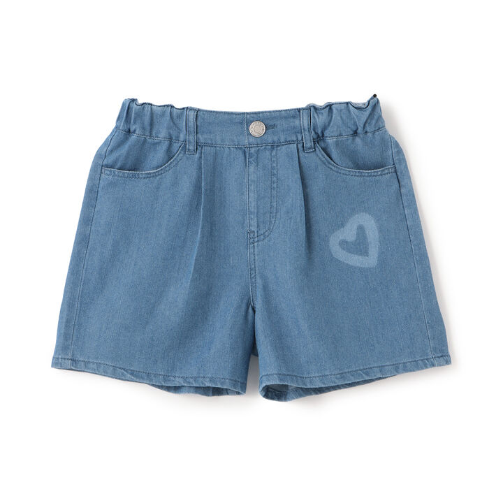 [Cool Touch] Heart Spray Denim Shorts,, medium