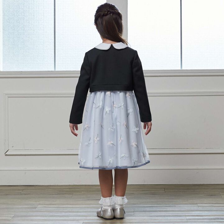 [Formal] Flower Embroidery OP + Collared JK Set,Sax blue, medium image number 2