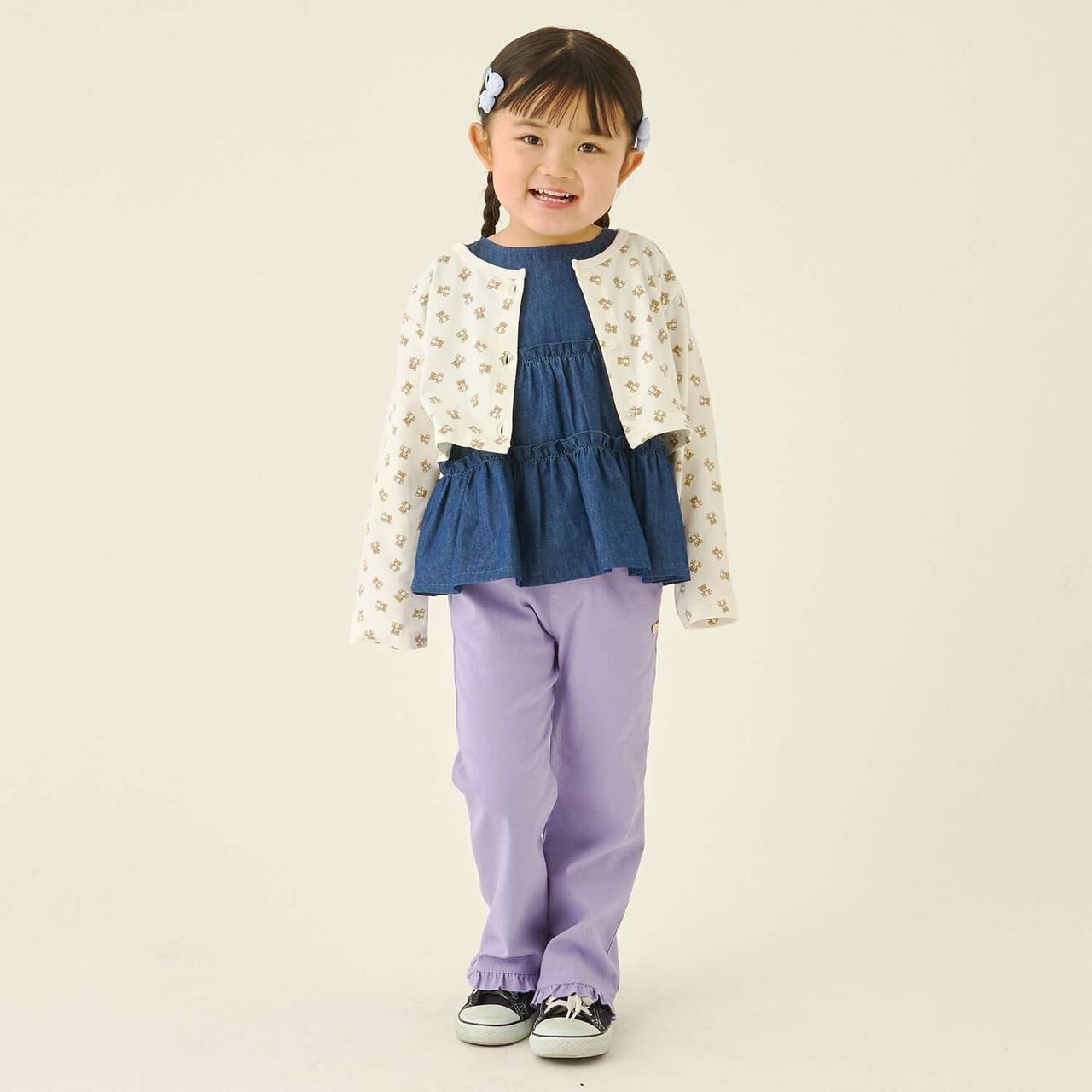 Assorted All-Over Pattern Tiered Blouse & Scallop Trim Pants Set,Emerald green, large image number 31