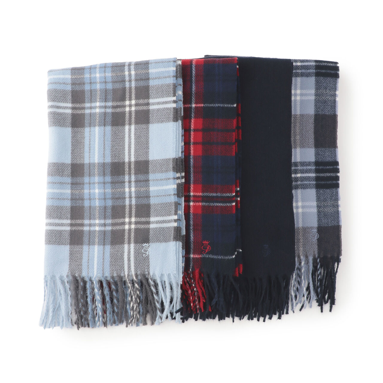 [Anti-Static Finish] Cashmere Touch Checkered Scarf,Navy, large image number 3