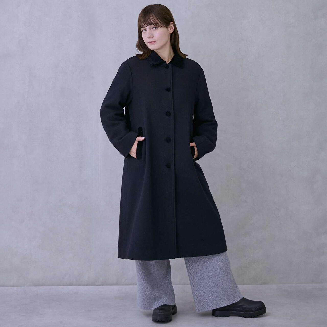 [Link] Double-Breasted Coat,Navy, large image number 0