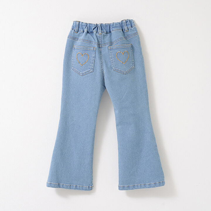 Beautiful Silhouette Stretch Flare Denim Pants,Sax blue, medium image number 15