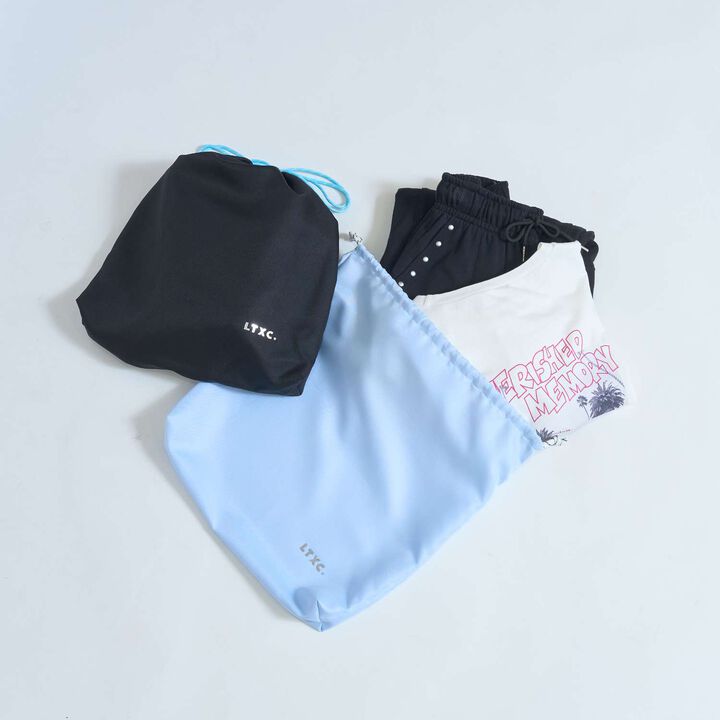[LTXC] Drawstring Pouch with Gusset,Black, medium image number 1