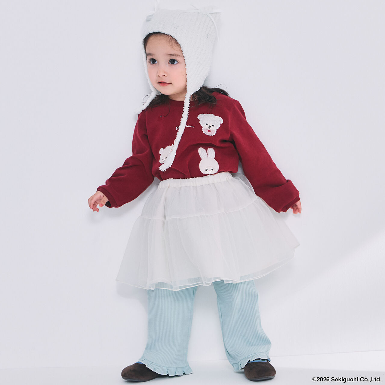 [Monchhichi/Link] Embroidered Long-Sleeve T-Shirt,Brown, large image number 5