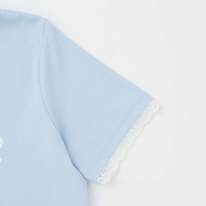 [Cool Touch] Trim Lace Short Sleeve T-Shirt,Off white, medium image number 4