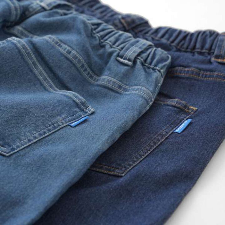 Stretch Denim Relaxed Baggy Pants,Deep blue, medium image number 7