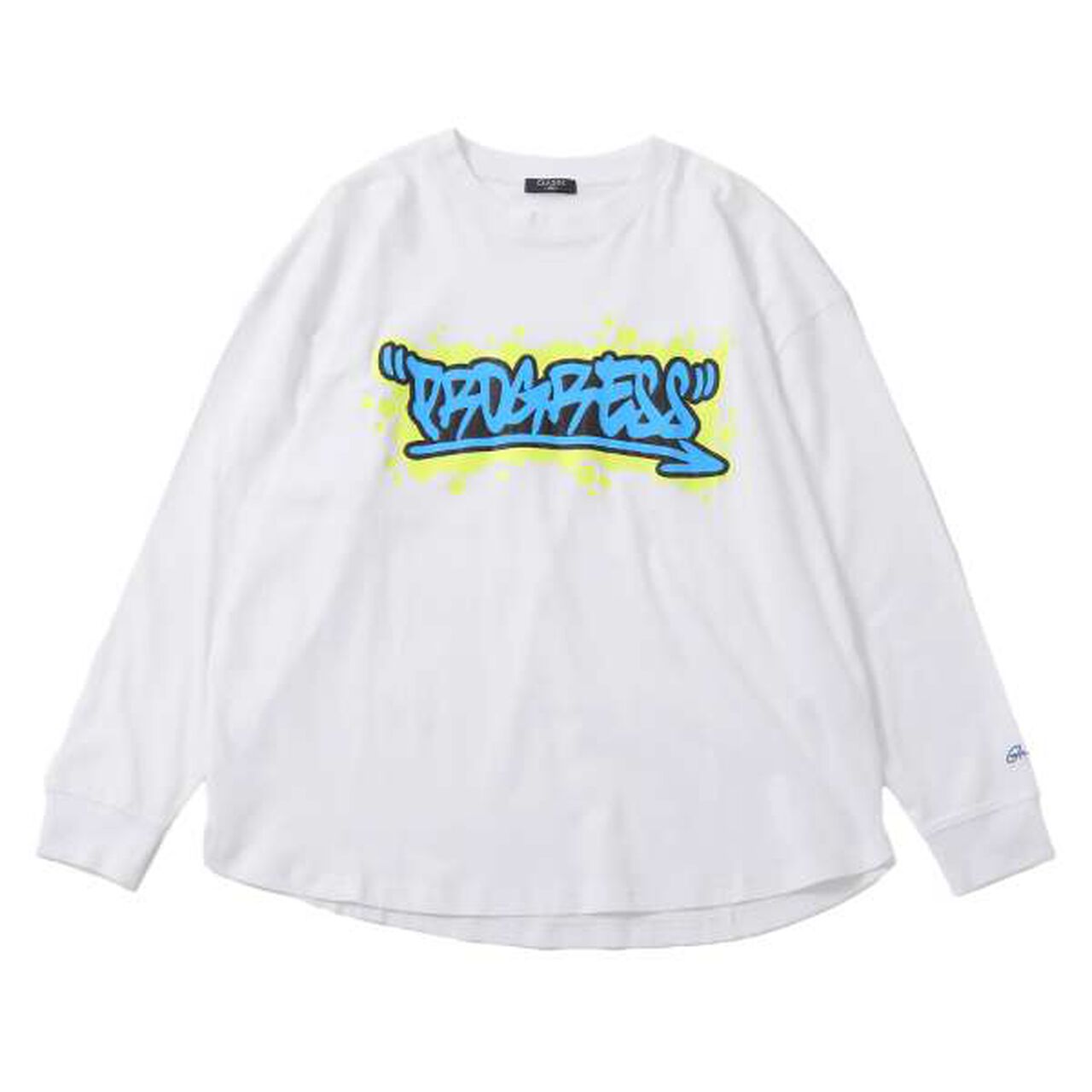 [STREET] Front Graffiti Print Big Long-Sleeve T-Shirt,Black, large image number 2
