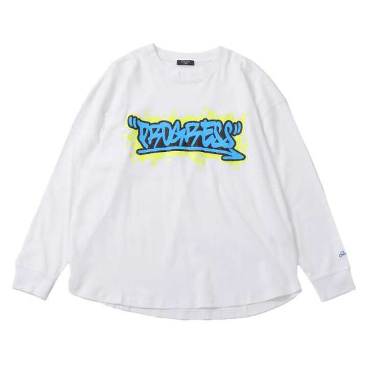 [STREET] Front Graffiti Print Big Long-Sleeve T-Shirt,Black, medium image number 2