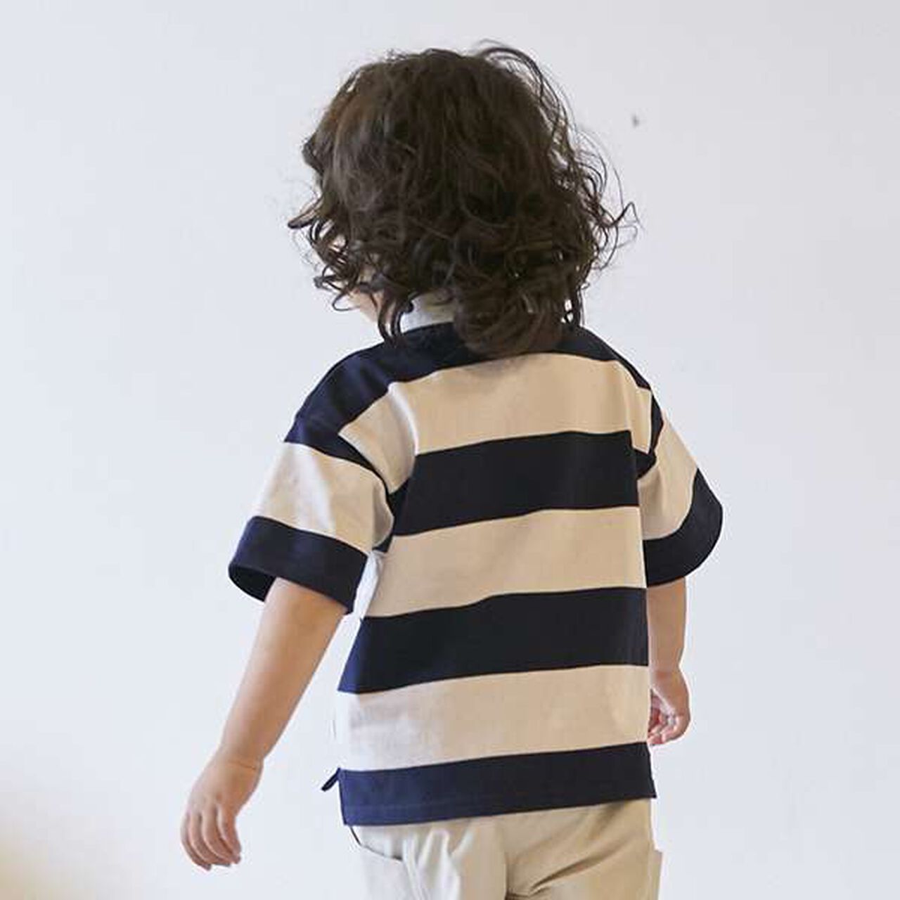 [Link] Wide Stripe Rugby Shirt (Kids),Moderate blue, large image number 8