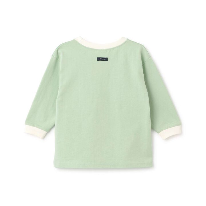 Color-Blocked Relaxed Long-Sleeve T-Shirt [Food Stain Resistant],Navy, medium image number 9