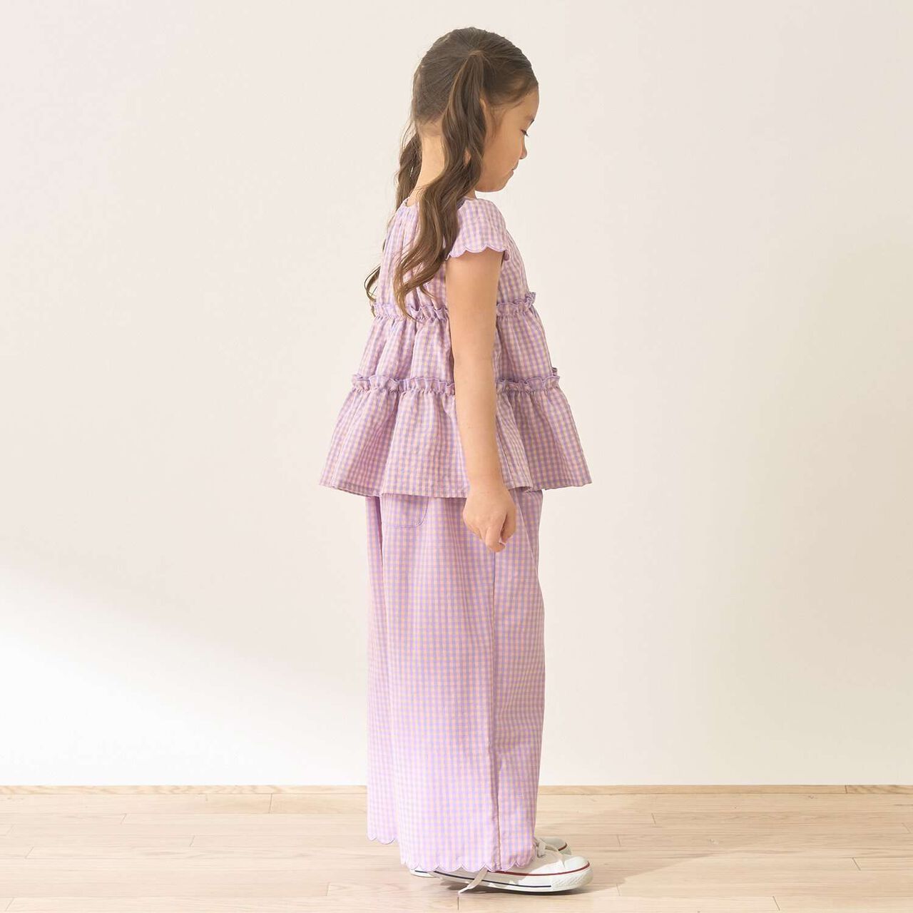 Assorted All-Over Pattern Tiered Blouse & Scallop Trim Pants Set,Emerald green, large image number 25