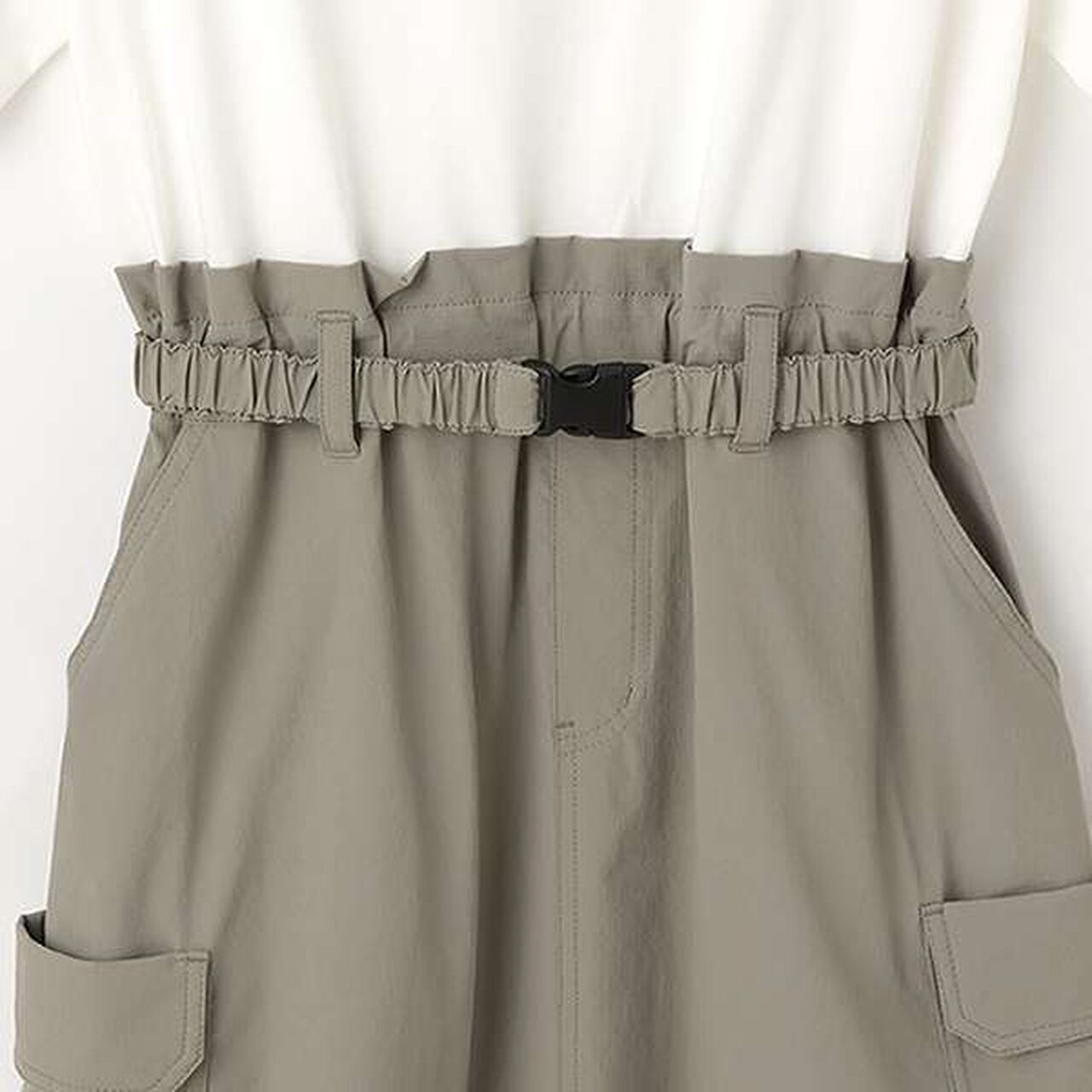 [Functional Material] Docking Cargo One-Piece Dress,Khaki, large image number 8