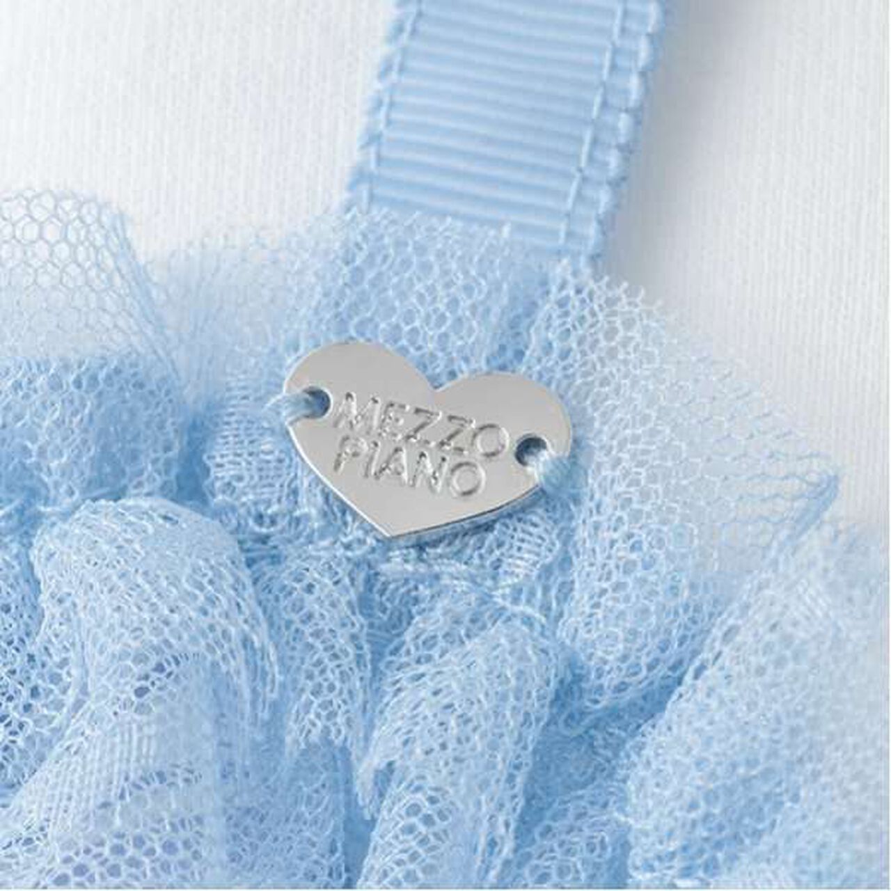 Tulle Tunic Layered Short Sleeve T-Shirt,Sax blue, large image number 4