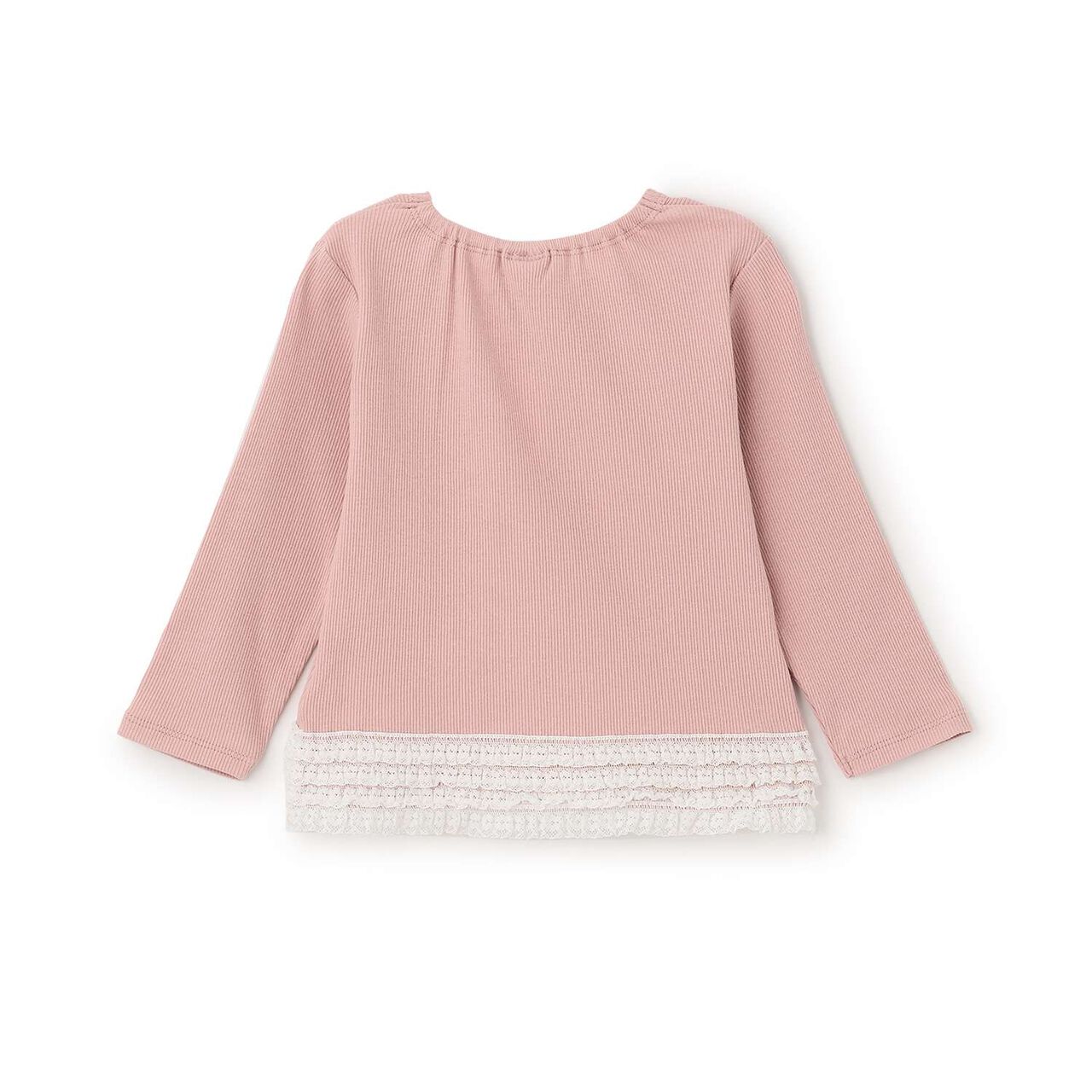 Organic Lace Frill Long-Sleeve T-Shirt,Navy, large image number 6