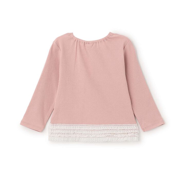 Organic Lace Frill Long-Sleeve T-Shirt,Navy, medium image number 6