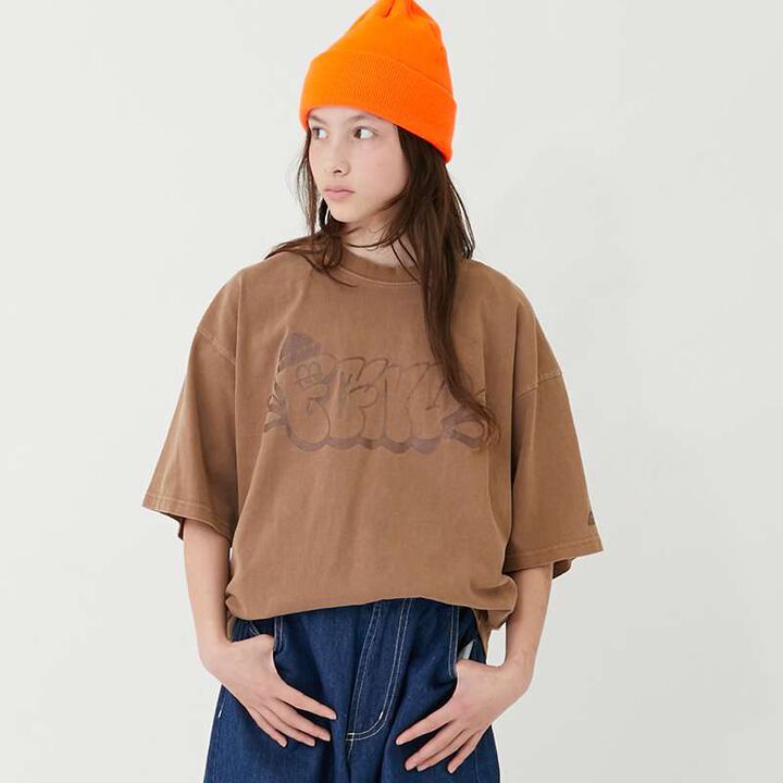 [FORGETNEVER] Heavyweight Pigment-Dyed Printed T-Shirt,Brown, medium image number 0