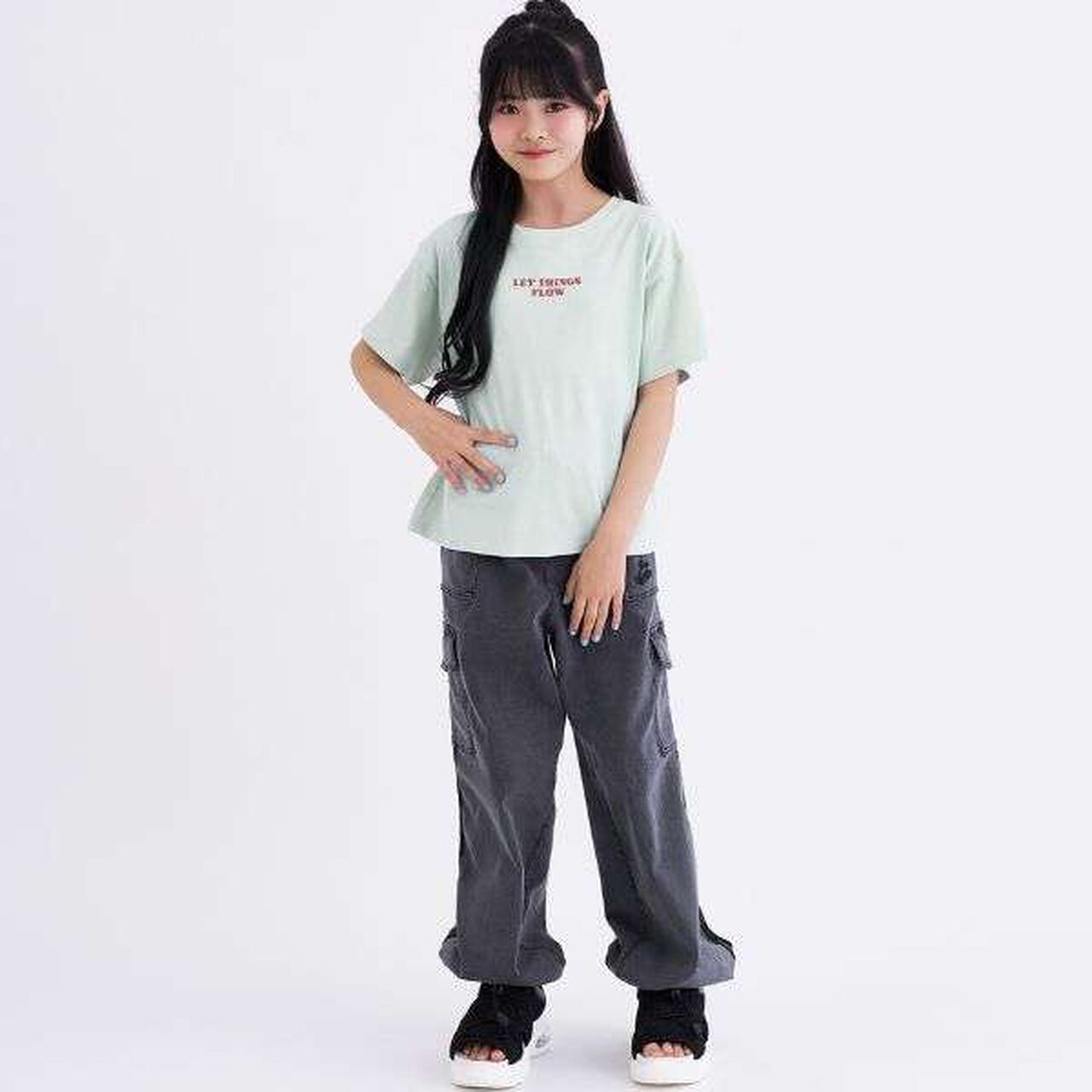 [Daily Price] 100% Cotton Patch-Style Short Sleeve T-Shirt,Ivory, large image number 1
