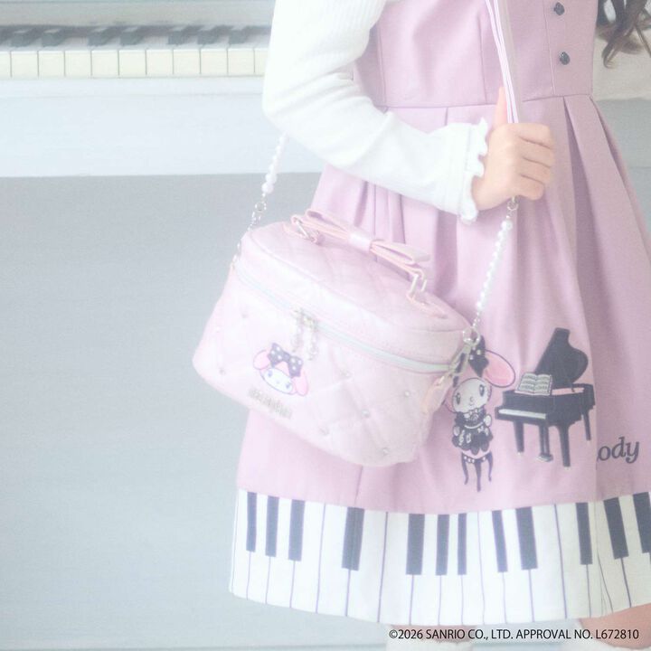 [My Melody / Kuromi] Quilted Vanity 2WAY Shoulder Bag,Light pink, medium image number 0