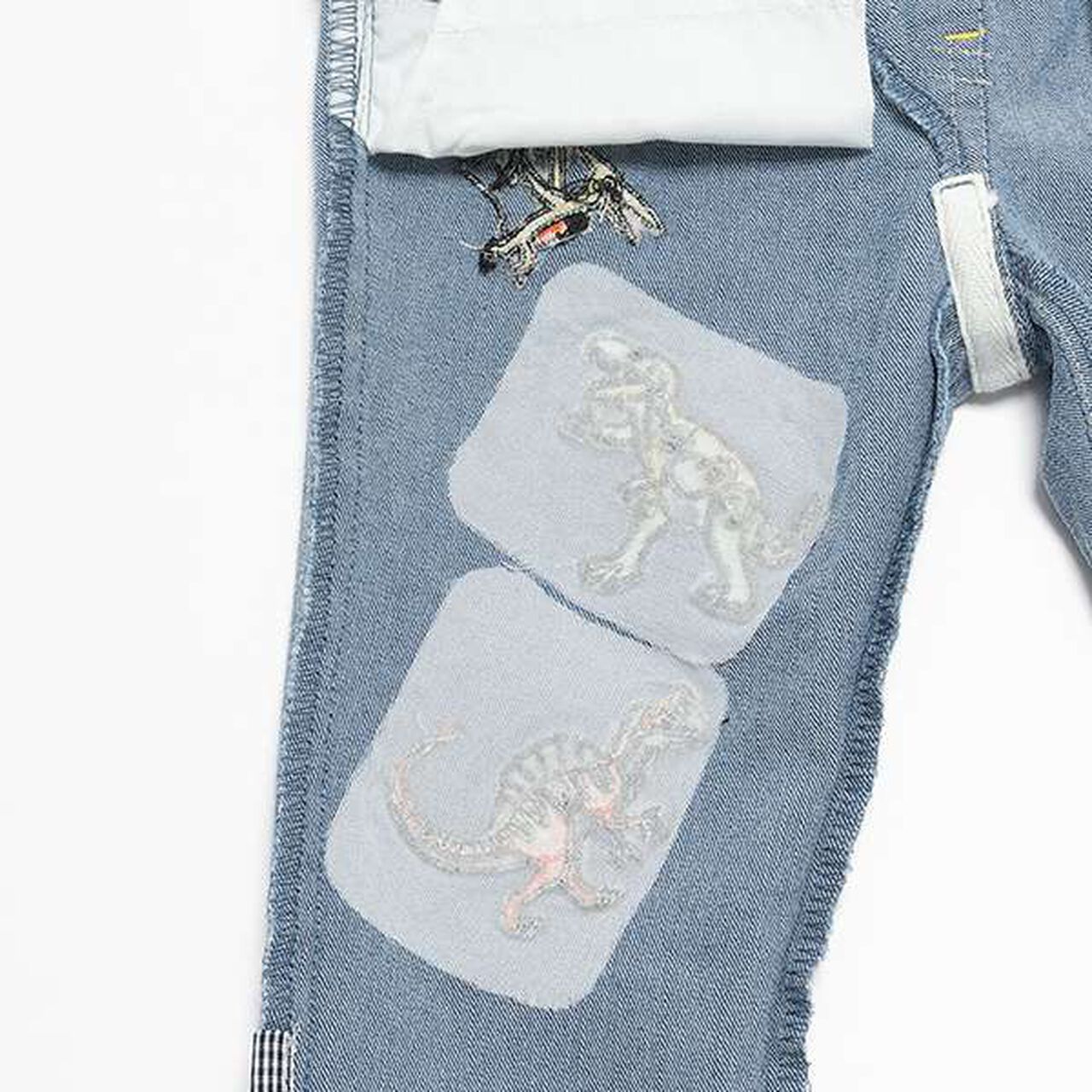 Dinosaur Embroidery Long Tapered Pants,Navy, large image number 9